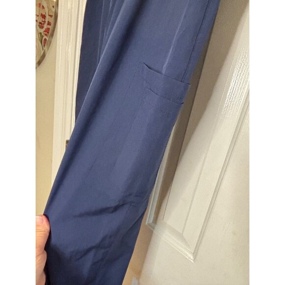 Navy Blue Elastic Waist Jogger Pants With Pockets Relaxed Fit Lightweight Fabric - Picture 5 of 7